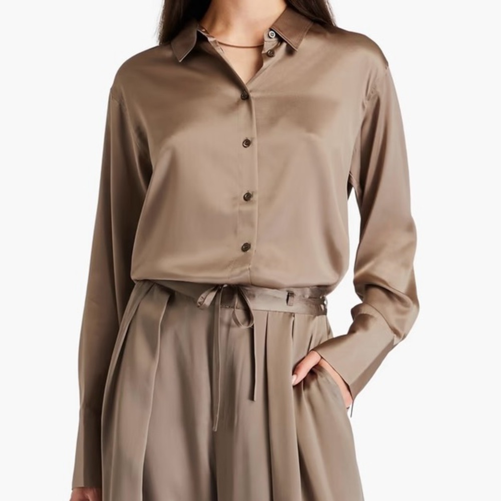 Frame The Standard stretch silk satin shirt size S
